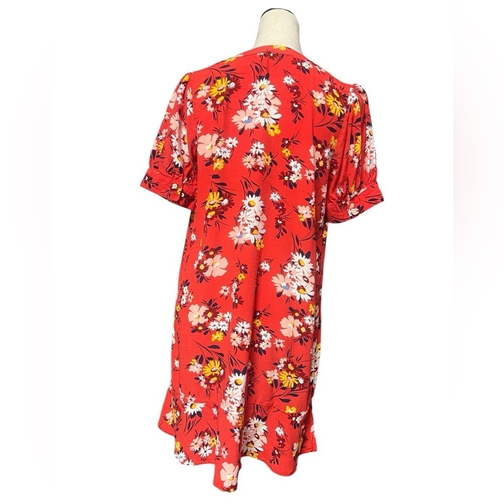 LOFT Vibrant Red Floral Midi Dress - Picture 3 of 7
